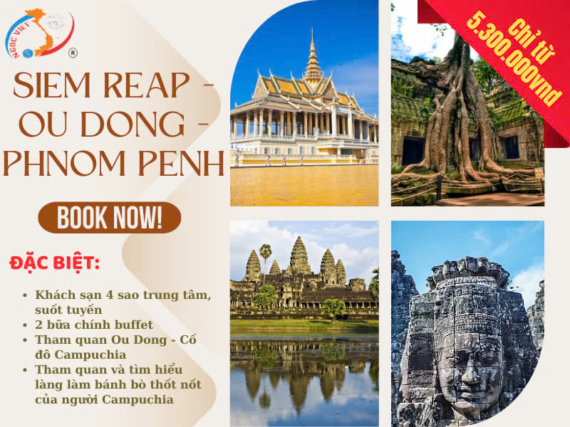 CAMPUCHIA TOUR, SIEM REAP - OUDONG ANCIENT CAPITAL - PHNOM PENH - VIP LIMOUSINE CAR, 4 STAR  HOTEL